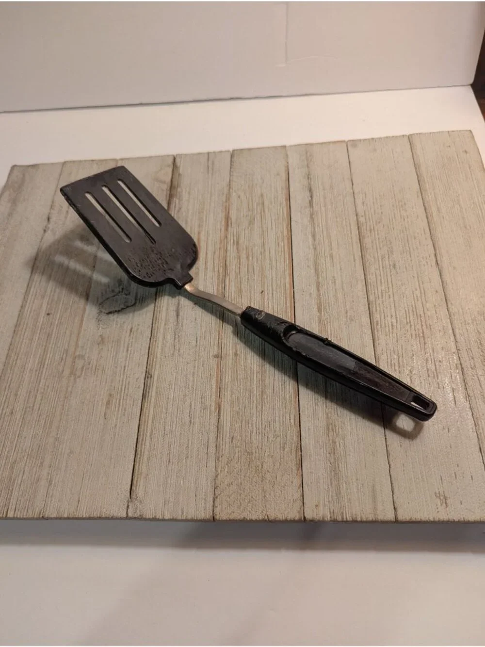 Vintage Black Nylon Slotted Short Spatula Flipper Turner 10 1/4”